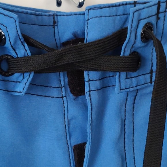 EZEKIEL Mens Tie Waist Swim Board Shorts Sz 28 Blue Logo Pocket - Picture 4 of 8